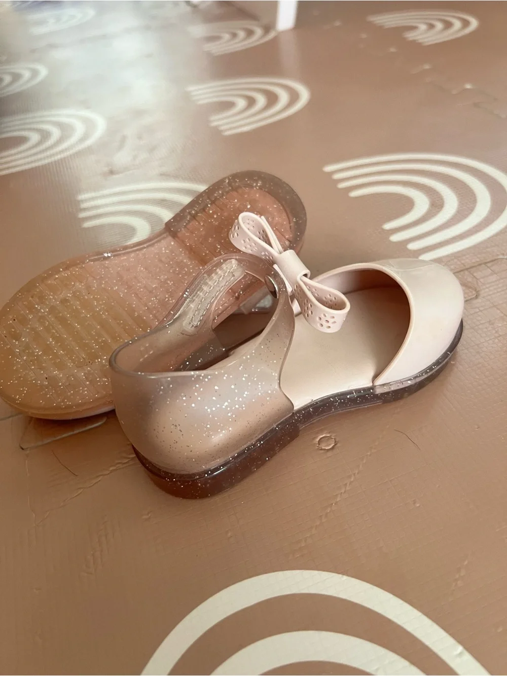 Mini Melissa Girls' Patent Bow Jelly Flats - Light Pink